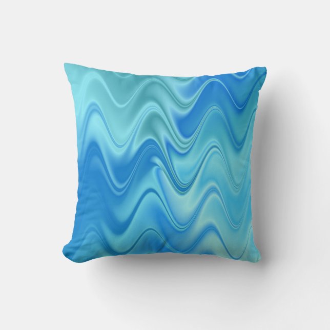 Wavy Blue Abstrakt Kissen (Vorderseite)