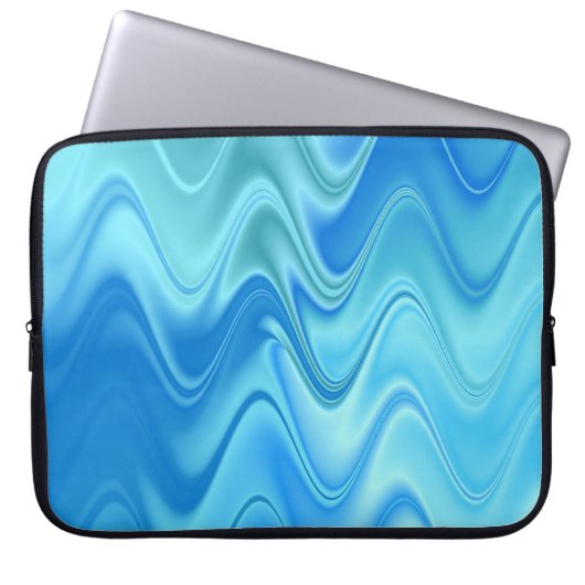 Wavy Blue Abstrakt Laptopschutzhülle (Vorderseite)