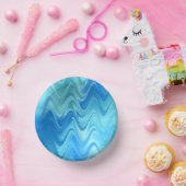 Wavy Blue Abstrakt Pappteller (Party)