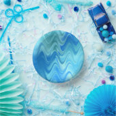 Wavy Blue Abstrakt Pappteller (Party)