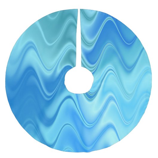 Wavy Blue Abstrakt Polyester Weihnachtsbaumdecke (Vorderseite)