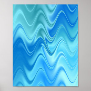 Wavy Blue Abstrakt Poster