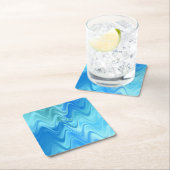 Wavy Blue Abstrakt Rechteckiger Pappuntersetzer (Vor Ort)
