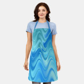 Wavy Blue Abstrakt Schürze (Getragen)