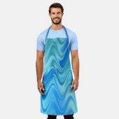 Wavy Blue Abstrakt Schürze (Getragen)