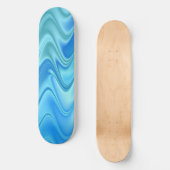 Wavy Blue Abstrakt Skateboard (Vorderseite)