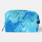 Wavy Blue Abstrakt Toilettenbeutel Waschbeutel (Rückseite)