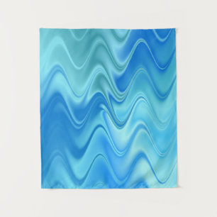 Wavy Blue Abstrakt Wandteppich