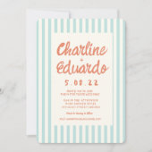 Wavy Blue and Red Handwriting Wedding QR Code Einladung (Vorderseite)