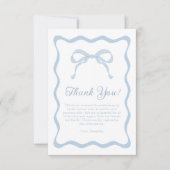 Wavy Blue Bow verbindet das Brautparty des Knotens Dankeskarte (Vorderseite)