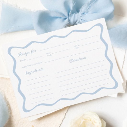 Wavy Blue Brautparty Rezept Card Einladung