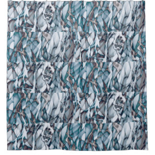 Wavy Blue Gold Abstrakt Art Beach Handtuch Duschvorhang