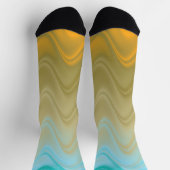 Wavy Blue Green Orange Abstract Socken (Oben)