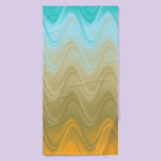 Wavy Blue Green Orange Abstrakt Badehandtuch (Badehandtuch)
