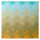 Wavy Blue Green Orange Abstrakt Fliese (Vorderseite)