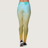 Wavy Blue Green Orange Abstrakt Leggings (Rückseite)