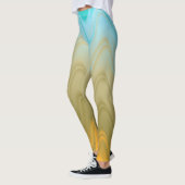 Wavy Blue Green Orange Abstrakt Leggings (Links)