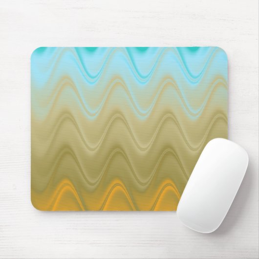 Wavy Blue Green Orange Abstrakt Mousepad (Mit Mouse)