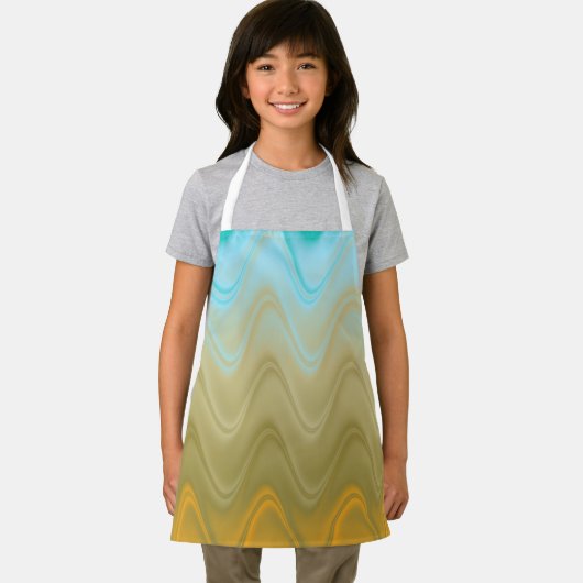 Wavy Blue Green Orange Abstrakt Schürze (Insitu)