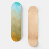 Wavy Blue Green Orange Abstrakt Skateboard (Vorderseite)
