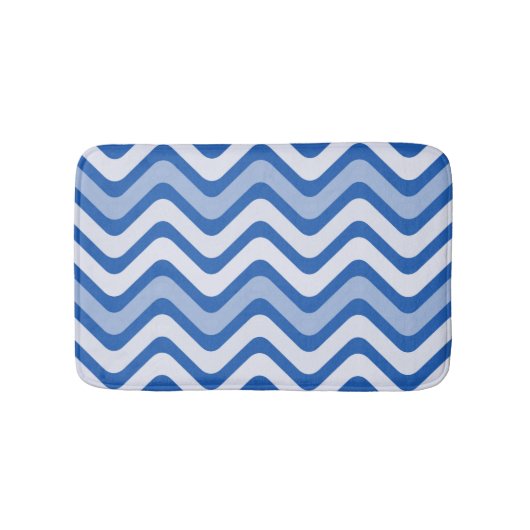Wavy Blue Pattern Badematte (Vorderseite)