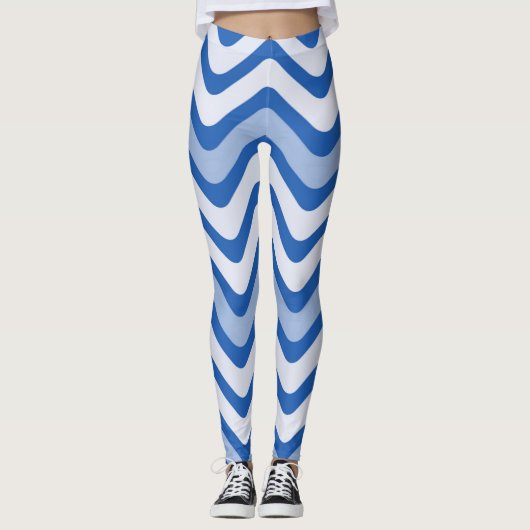 Wavy Blue Pattern Leggings (Vorderseite)