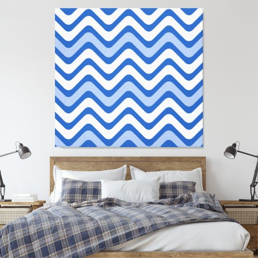 Wavy Blue Pattern Leinwanddruck (Insitu (Schlafzimmer))