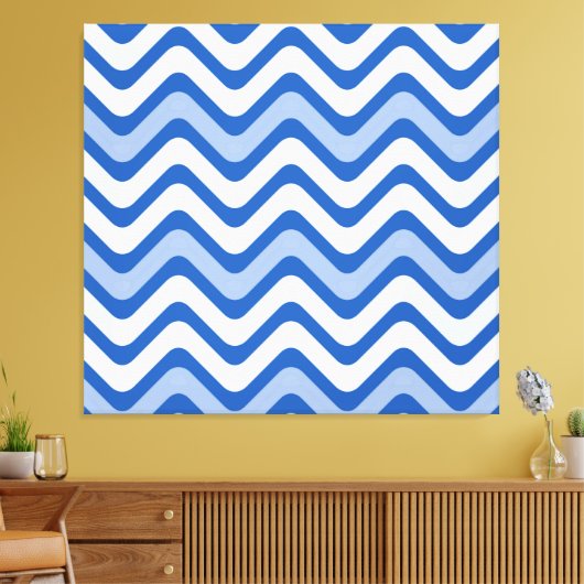 Wavy Blue Pattern Leinwanddruck (Insitu (Wohnzimmer))