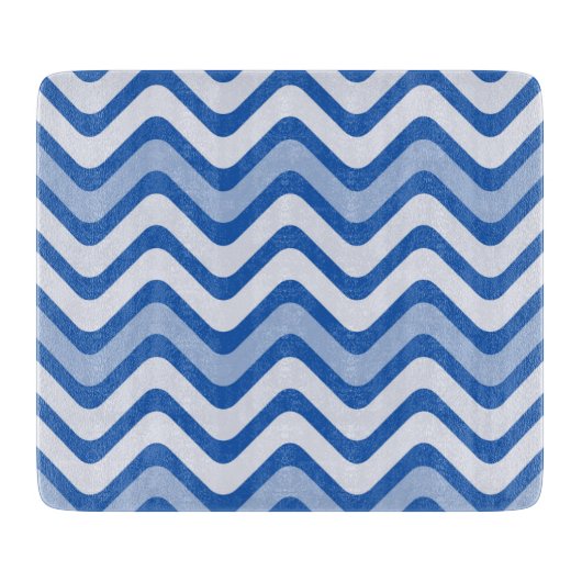 Wavy Blue Pattern Schneidebrett (Vorderseite)