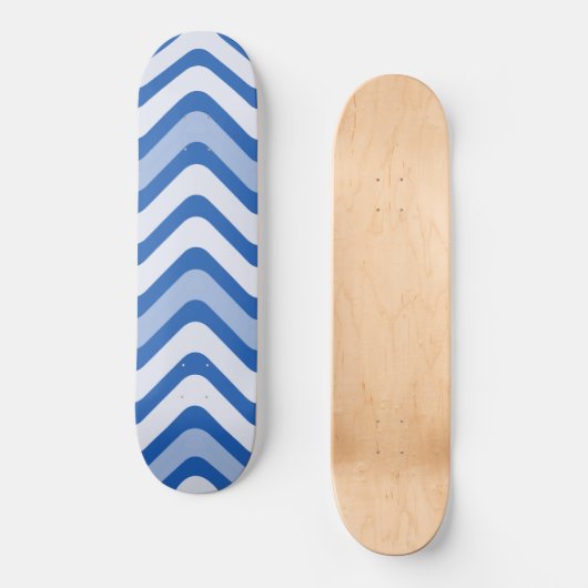 Wavy Blue Pattern Skateboard (Vorderseite)