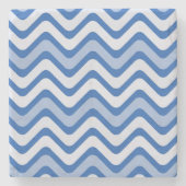 Wavy Blue Pattern Steinuntersetzer (Vorderseite)