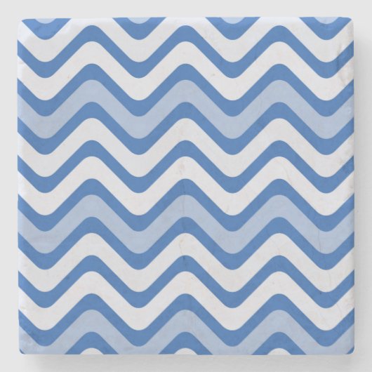 Wavy Blue Pattern Steinuntersetzer (Vorderseite)