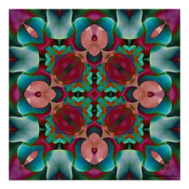 Wavy Blue Pink und Blue Green Kaleidoscope Poster