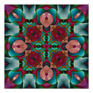 Wavy Blue Pink und Blue Green Kaleidoscope Poster