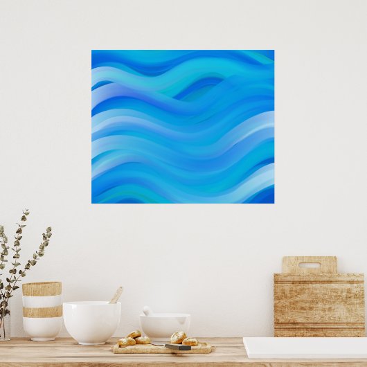 Wavy Blue Poster (Küche)