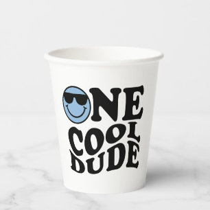 Wavy Blue Preppy Smile Ein Cooler Typ 1. Geburtsta Pappbecher