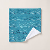 Wavy Blue Sea Pattern Badhandtuch Set (Waschlappen)