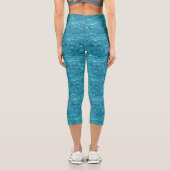 Wavy Blue Sea Pattern Capri Leggings (Rückseite)