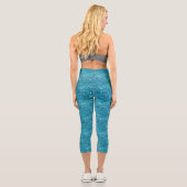 Wavy Blue Sea Pattern Capri Leggings (Rückseite)