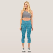 Wavy Blue Sea Pattern Capri Leggings (Vorderseite)