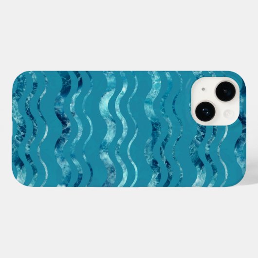 Wavy Blue Sea Pattern Case-Mate iPhone Hülle (Rückseite (Horizontal))