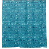Wavy Blue Sea Pattern Duschvorhang (Vorderseite)