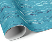 Wavy Blue Sea Pattern Geschenkpapier (Rolleneckpunkt)