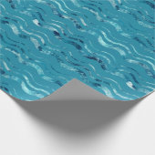 Wavy Blue Sea Pattern Geschenkpapier (Ecke)