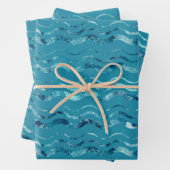 Wavy Blue Sea Pattern Geschenkpapier Set (Beispiel)