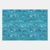 Wavy Blue Sea Pattern Geschenkpapier Set (Vorderseite)