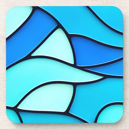 WAVY BLUE STAINED GLASS GETRÄNKEUNTERSETZER (Vorderseite)