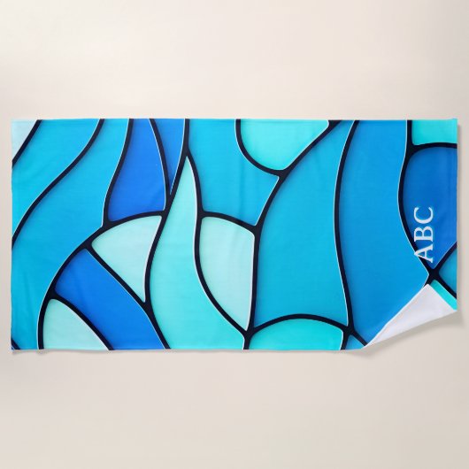 WAVY BLUE STAINED GLASS STRANDTUCH (Vorderseite)