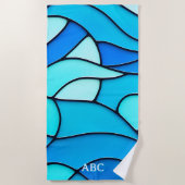 WAVY BLUE STAINED GLASS STRANDTUCH (Vorderseite)