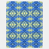 Wavy Blue und Gelb Kaleidoskop Fleecedecke (Vorderseite)